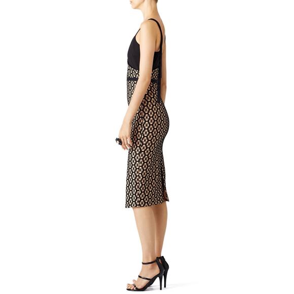 Cinq A Sept NWT Sera Sheath Dress Size 0 Black Camel Printed Sleeveless Evening - Picture 3 of 10